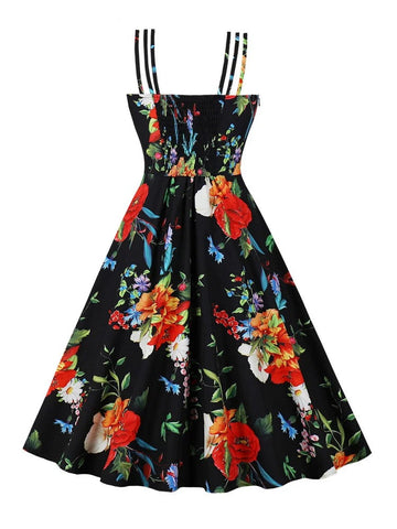 Robe noire à fleur vintage retro fashion dress femme