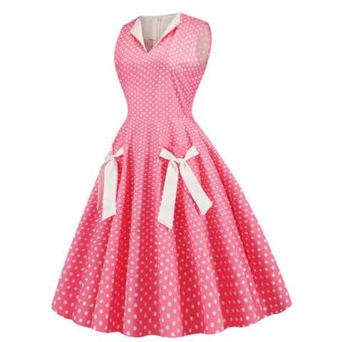 Robe à pois avec noeuds pin up vintage retro rockabilly dress