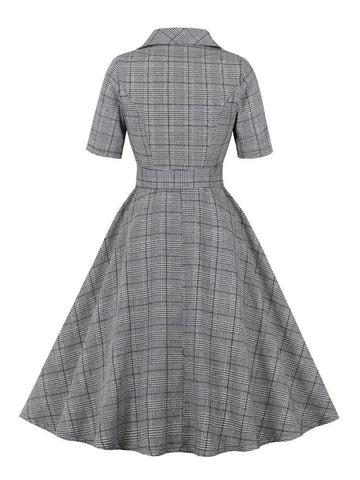 Robe grise vintage retro dress femme style authentique