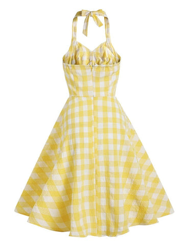 Robe Jaune de dos à Carreaux Vichy Années 60