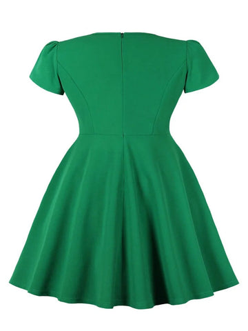 Robe vintage verte grande taille retro fashion dress femme