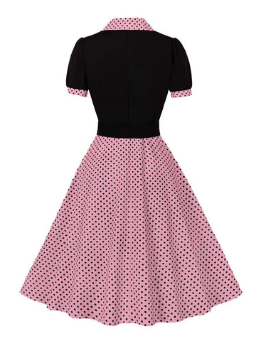 Robe chemisier à pois rockabilly retro vintage pin-up dress élégant