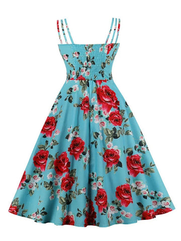 Robe rockabilly vintage bleue pin-up blue dress femme chic