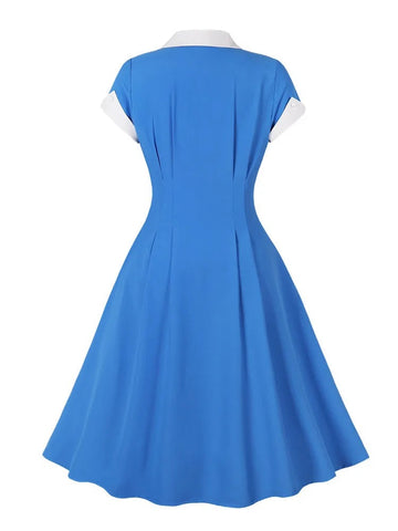 Robe bleu ciel vintage dress retro femme style chic