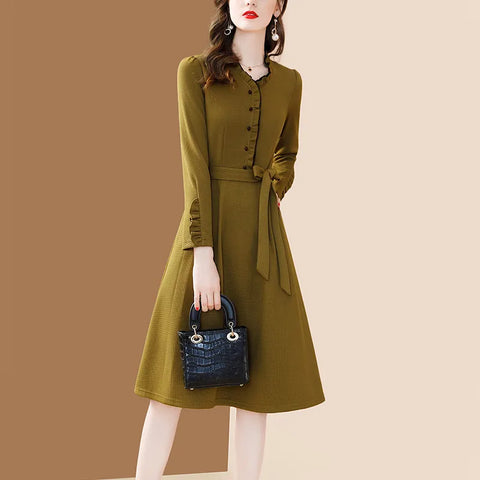 Robe kaki vintage retro dress femme style authentique