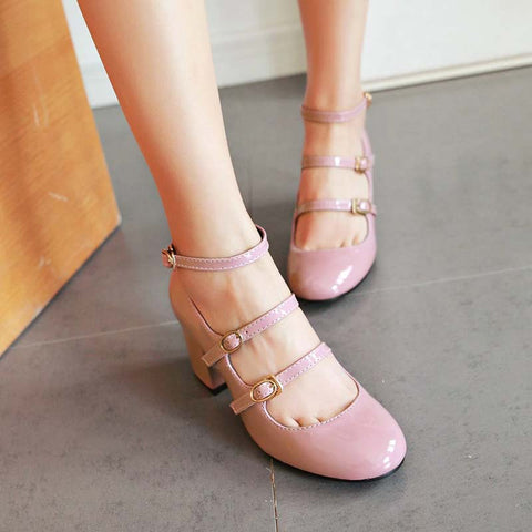 Chaussures années 50 rose t-strap vintage retro pin-up