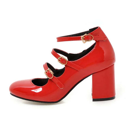 Chaussures années 50 rouge t-strap vintage retro pin-up
