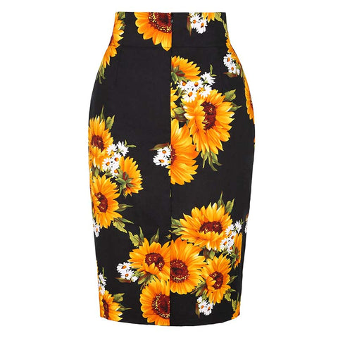 Jupe année 50 tournesols crayon vintage retro pin-up