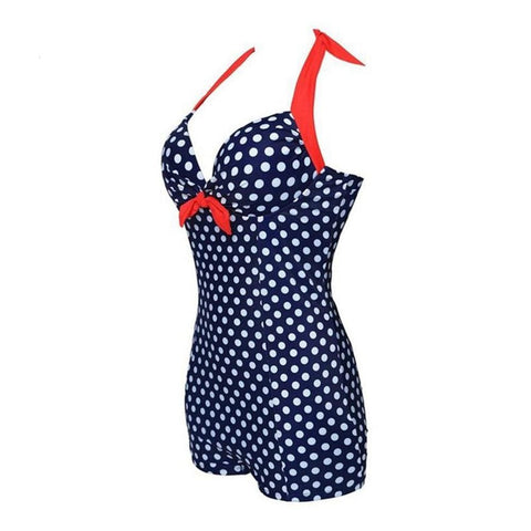 Maillot de bain une pièce short à pois vintage années 50 retro