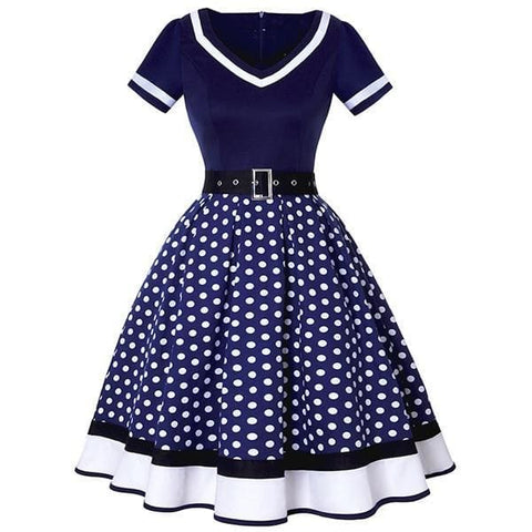 Robe à Pois Rockabilly - Bleu / S