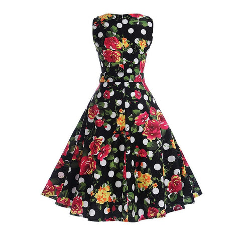 Robe roses rouges année 50 vintage retro dress rockabilly