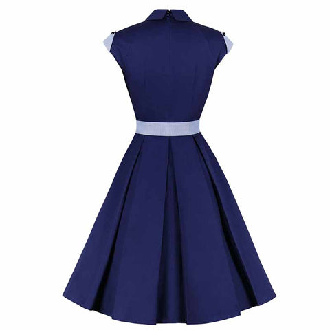 Robe bleu marine vintage années 50 retro dress pin-up rockabilly
