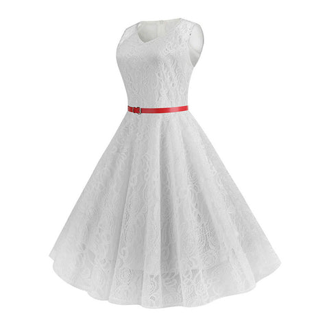 Robe années 50 blanche vintage style rockabilly dress retro
