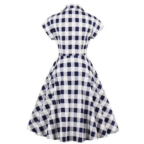 Robe bleue retro vintage gros carreaux dress style authentique