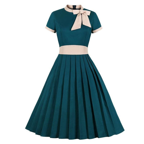 Robe Noeud Années 50 Grande Taille - Vert / L
