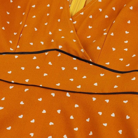 Robe orange année 50 à pois vintage rockabilly polka dress