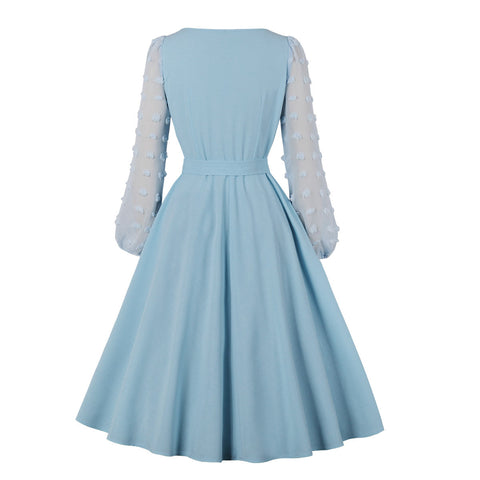 Robe années 1950 manches longues vintage retro pin-up rockabilly dress